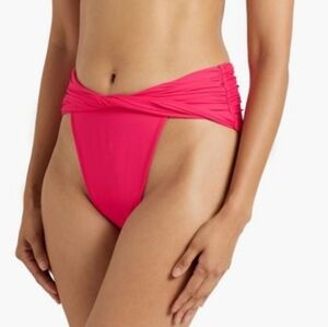 NWT Magda‎ Butrym Twisted Waist High Leg Pink Bikini Bottom 10